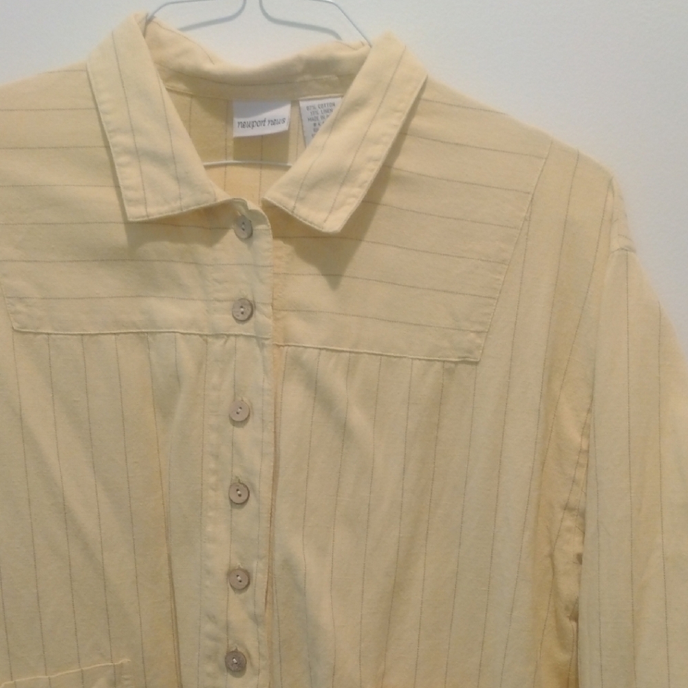 Newport News Yellow Cotton Linen Blazer Lightweight Crop Jacket